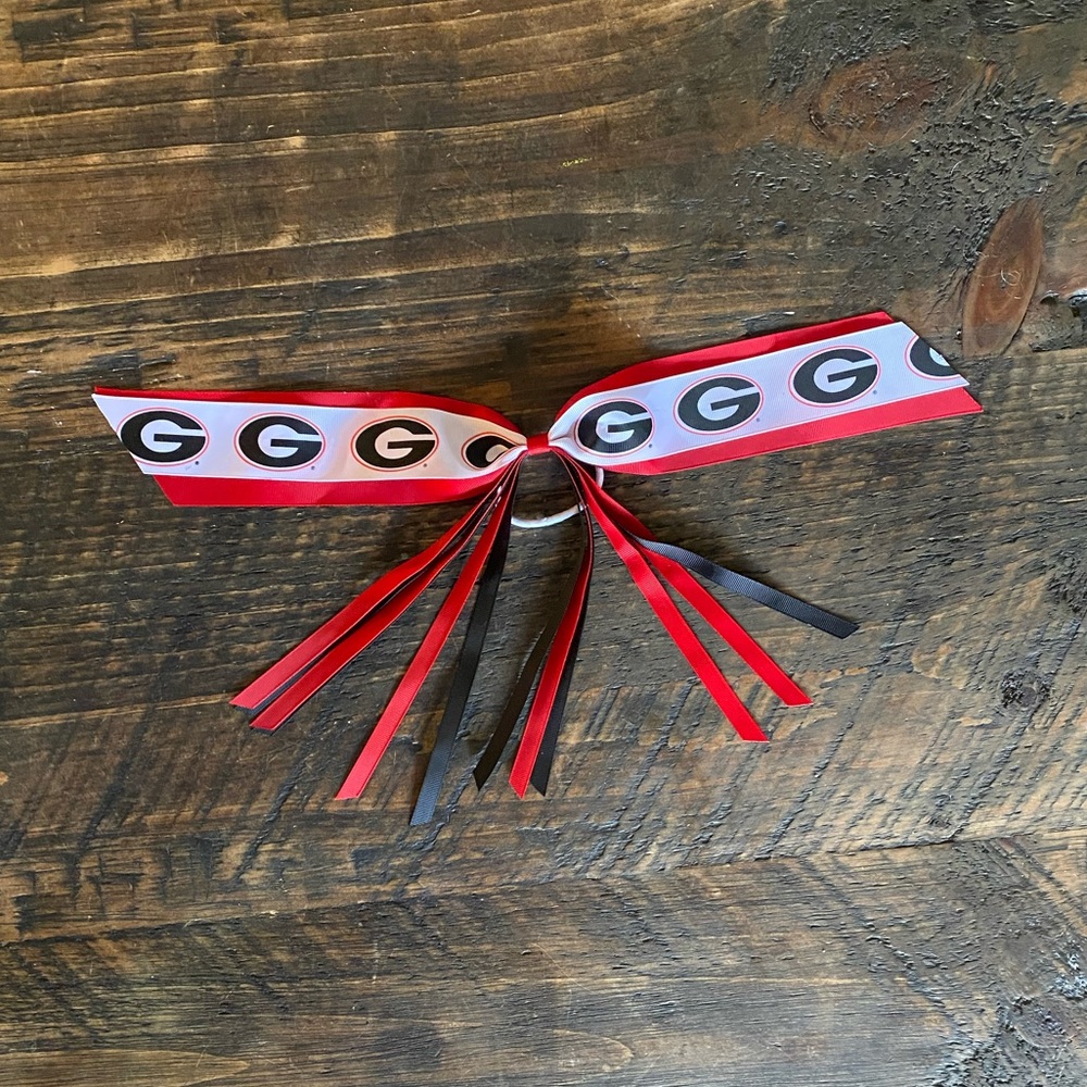 Georgia UGA Bulldogs Ribbon Ponytail Holder with Logo